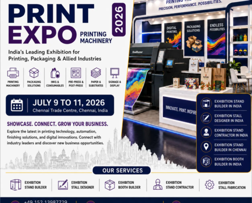 exhibition stand for Print Expo printing machinery exhibition in Chennai