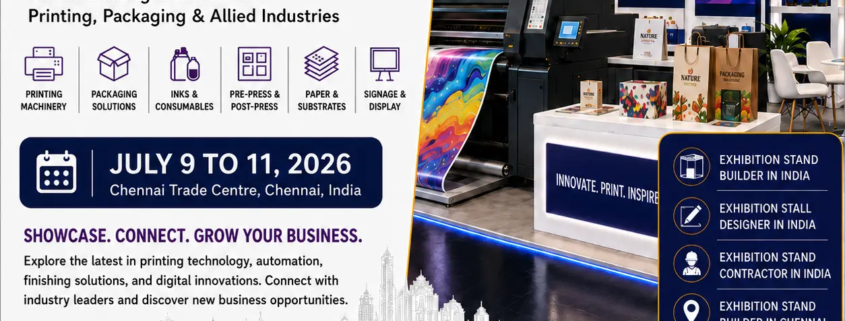 exhibition stand for Print Expo printing machinery exhibition in Chennai